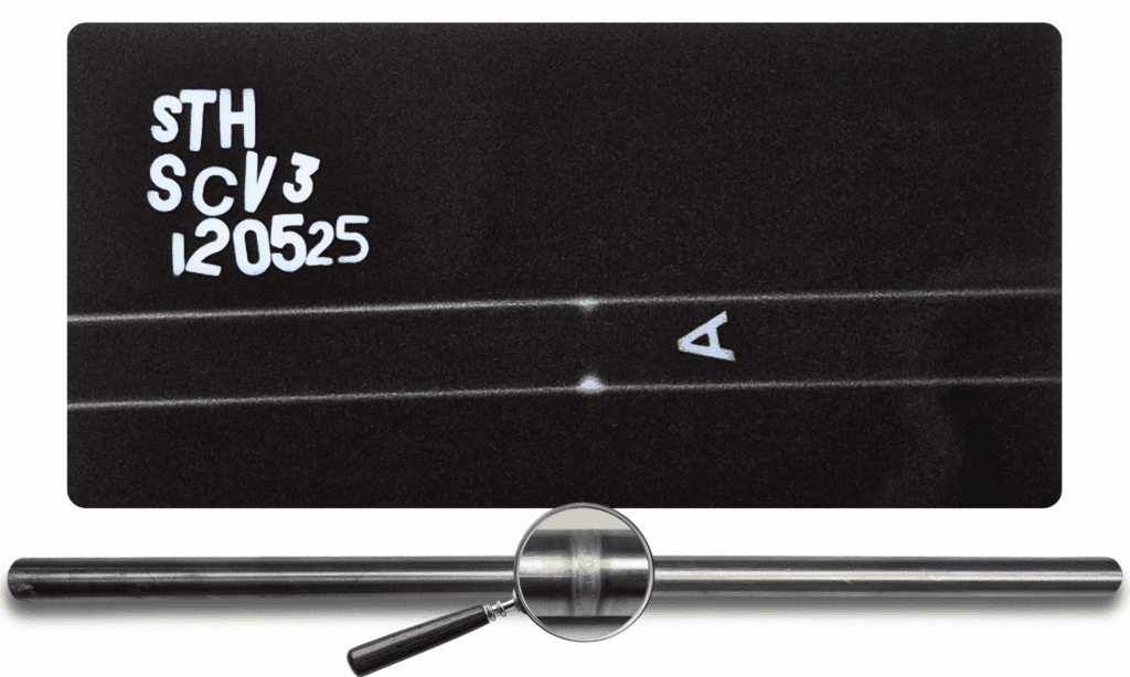 Résulat d'une radio pour vérification de la qualité d'une soudure