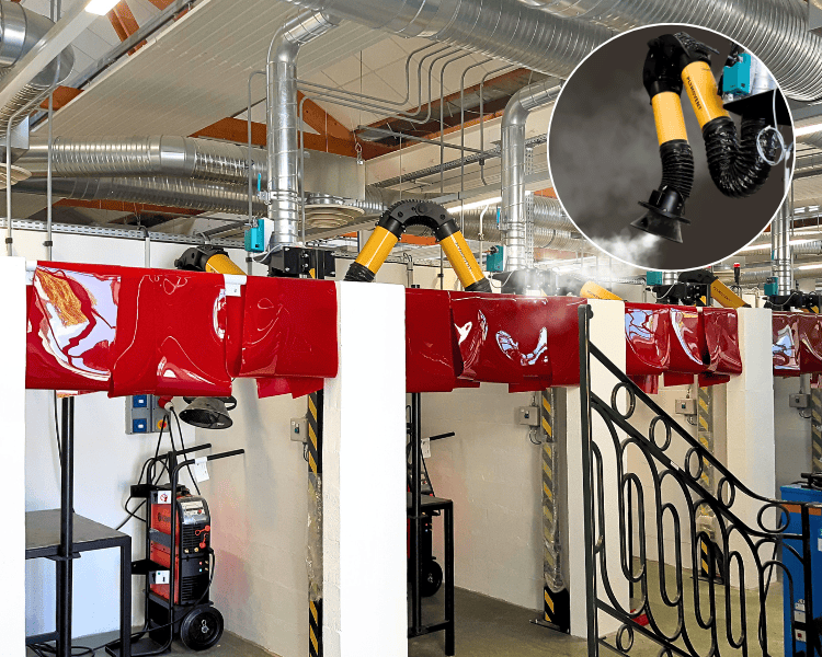 Posts de soudage en box avec des installations d'extraction de fumée